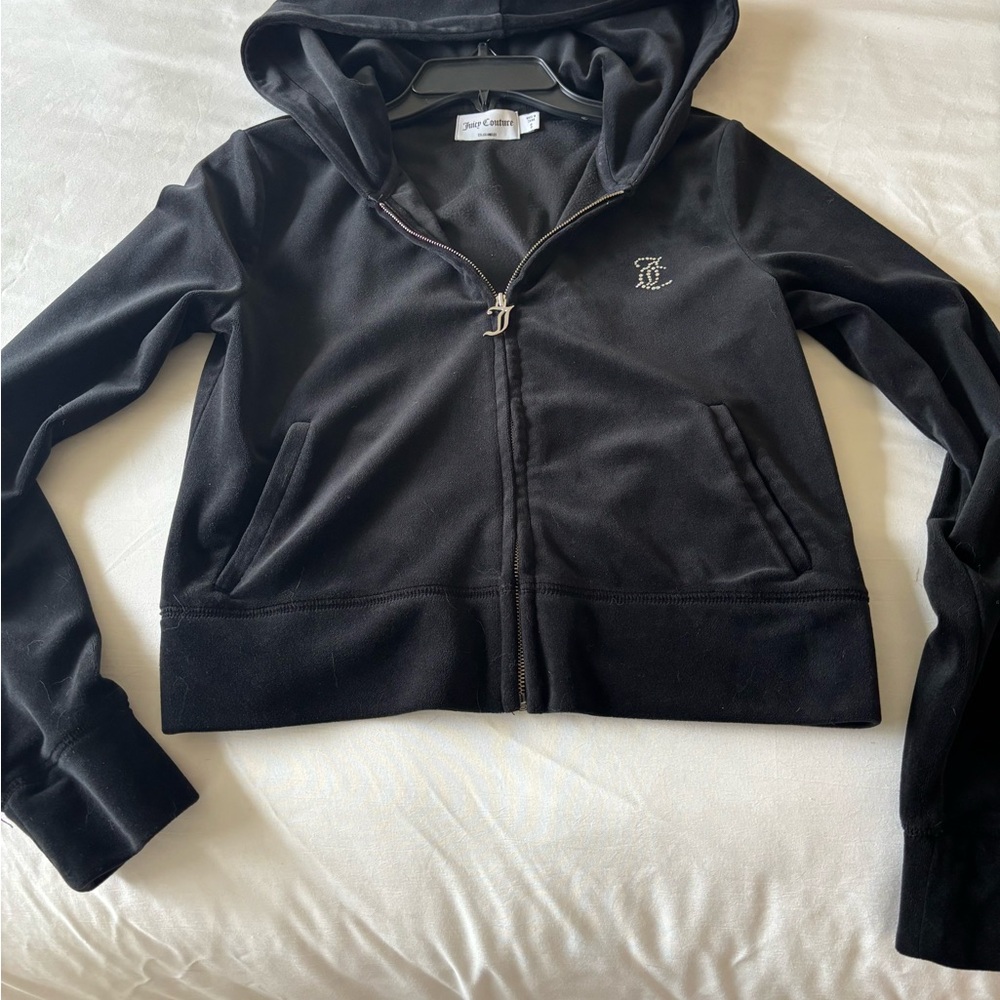 Juicy Couture Black Velour Hooded Jacket